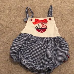 Red white and blue Sailboat romper